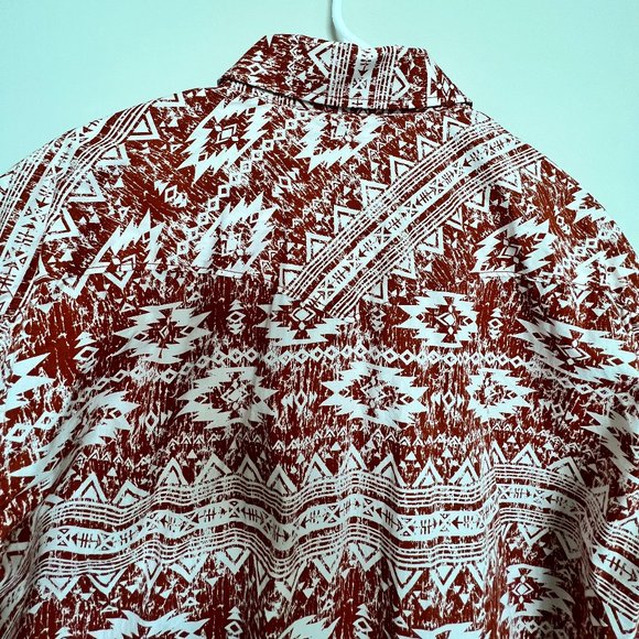 Cowboy Mens Horizontal Distressed Aztec Pearl Snap Button Down Longsleeved Shirt - Picture 8 of 8